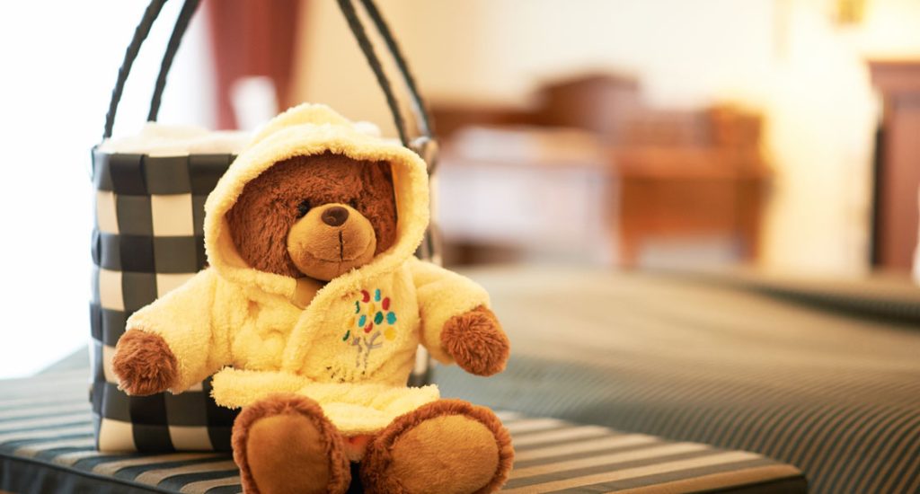 Teddy und Tasche im Zimmer Auslese